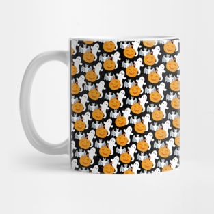 Ghosts, Bats, and Friendly Pumpkins Pattern Mug